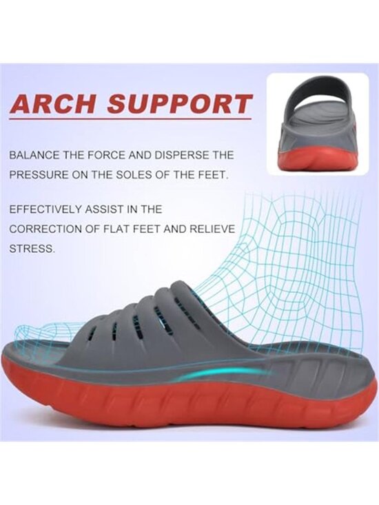New Mens Recovery Sandals Orthotic Arch Support Open Toe Sport Slides Thick main image 5